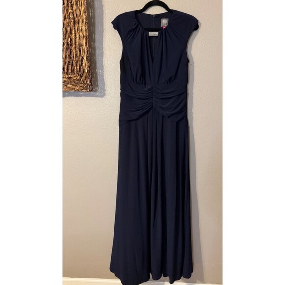 Vince Camuto Long Formal Dress 12 Blue Sleeveless Wedding Party Cruise Washable - Picture 12 of 14